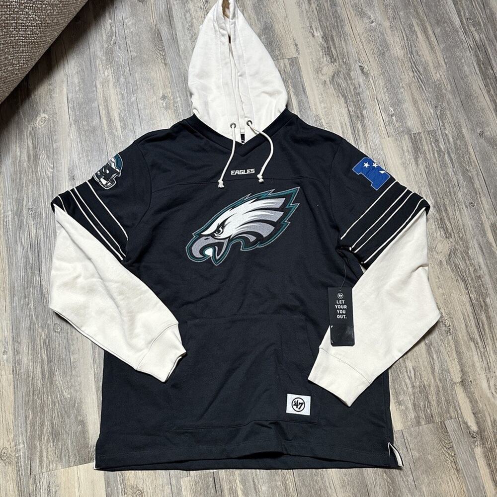 Men's Black Philadelphia Eagles Split Zone Cornerback Duo Hoodie Size XXL